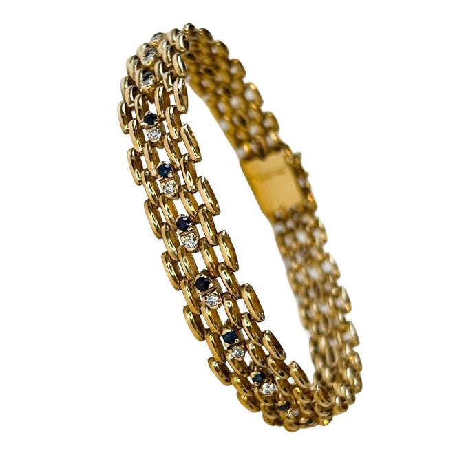 Vintage 9ct Gold Sapphire & Diamond Bracelet