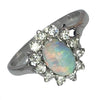 Pre-owned 18ct White-gold Opal & Diamond Cluster Ring