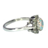 Pre-owned 18ct White-gold Opal & Diamond Cluster Ring