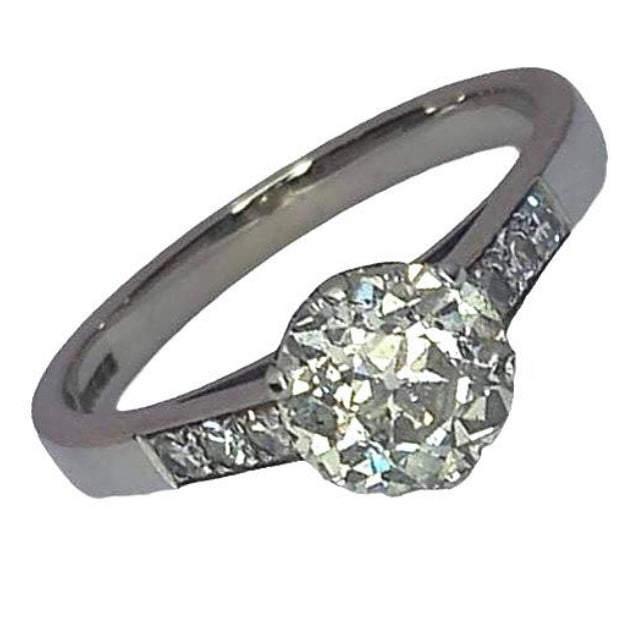 Vintage 18ct White Gold Old-European Cut Diamond Ring