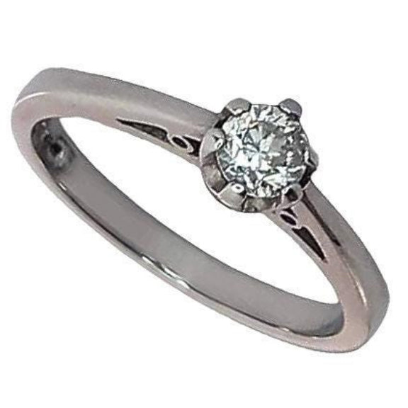 Pre-owned 9ct White-gold Diamond Solitaire Ring