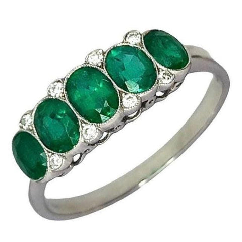 Pre-owned Emerald & Diamond Ring