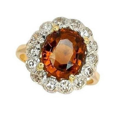 Pre-Owned 18ct Gold Tourmaline & Diamond Cluster Ring