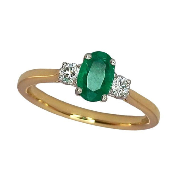 Pre-owned 18ct Gold Emerald & Diamond Ring