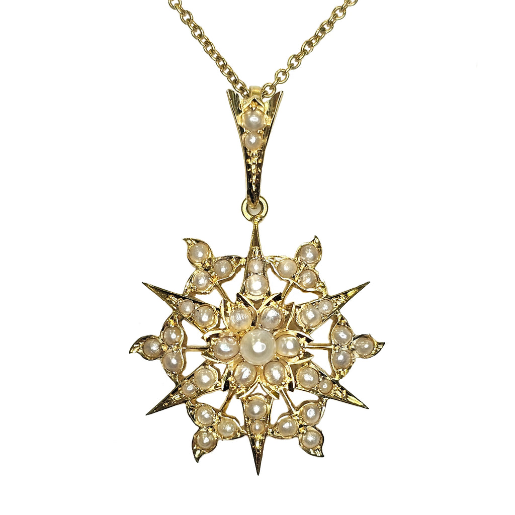 Vintage Star Seed Pearl Pendant