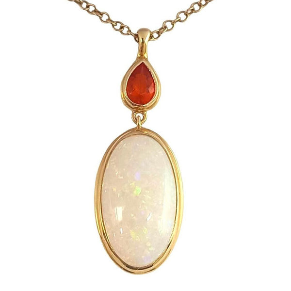 Pre-owned 18ct Gold Opal & Fire Opal Necklace