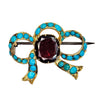 Vintage Garnet & Turquoise Bow Brooch