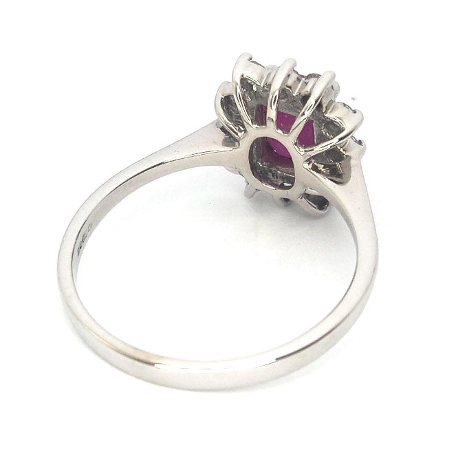 Pre-owned 18ct White-Gold Ruby & Diamond Cluster Ring