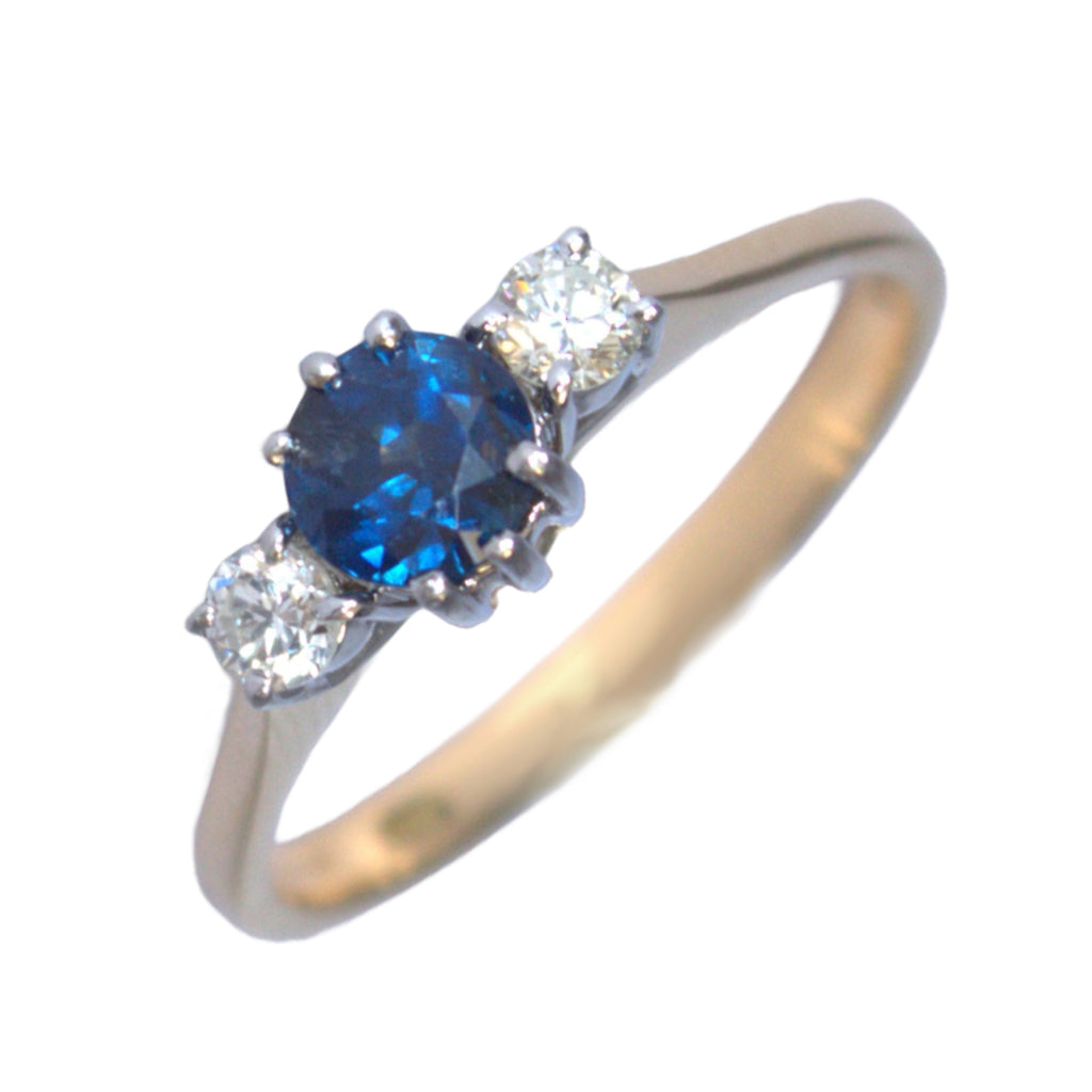 Pre-Owned 18ct Gold Sapphire & Diamond Trilogy Ring