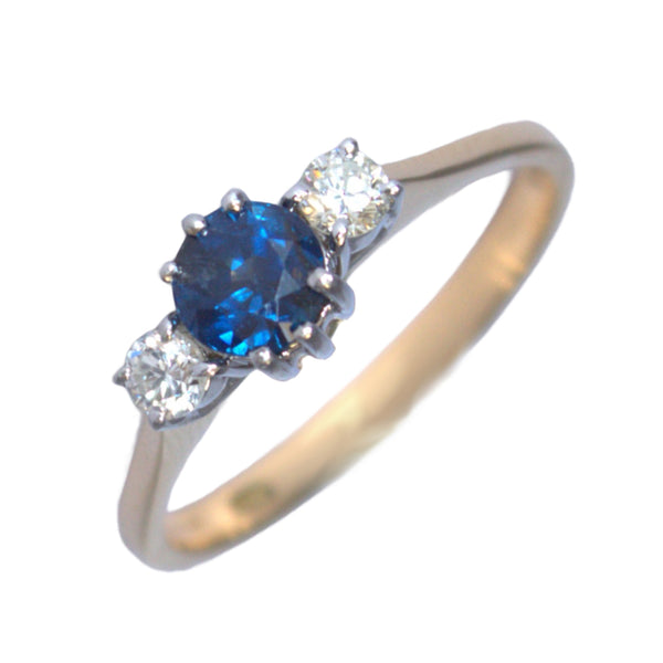 Pre-Owned 18ct Gold Sapphire & Diamond Trilogy Ring