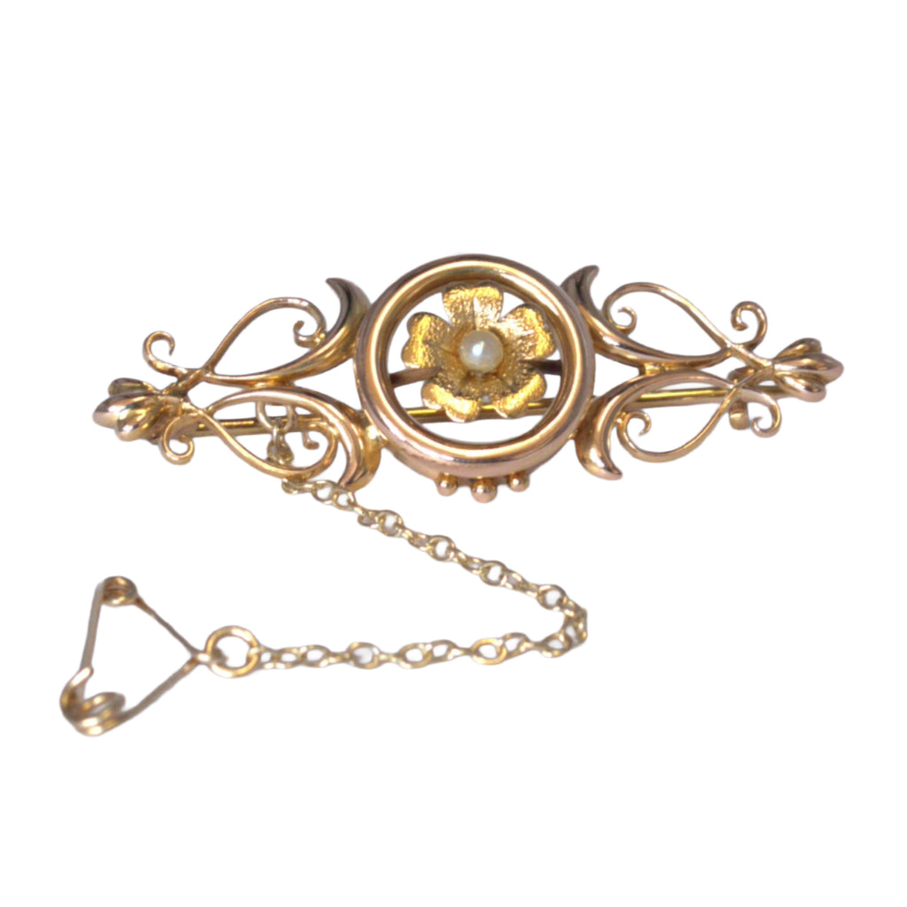 Vintage 15ct Gold Pearl Brooch