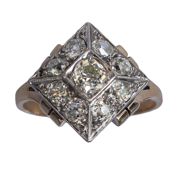 Vintage Deco Style Square Old Cut Diamond Ring
