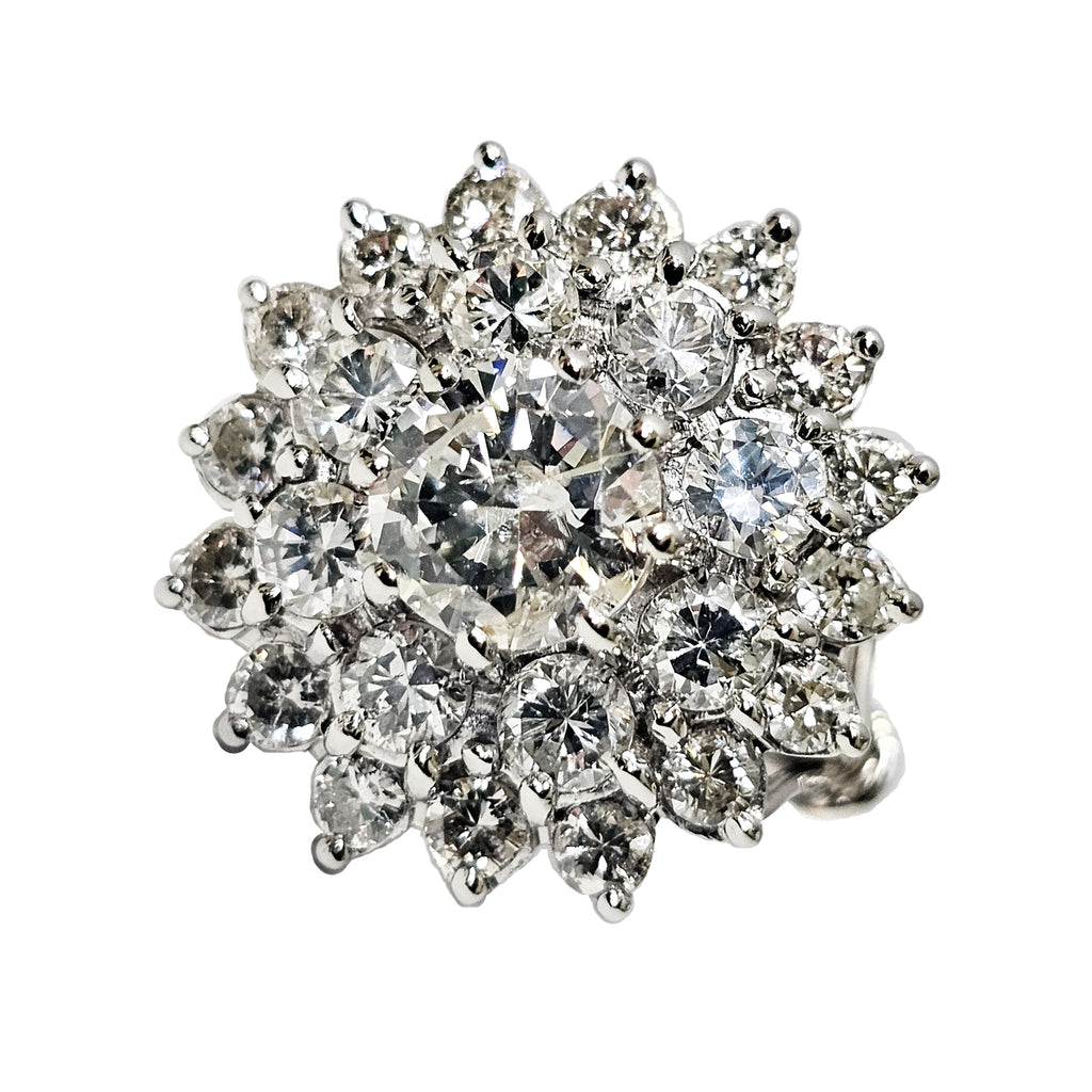 Vintage Platinum Diamond Cluster Ring
