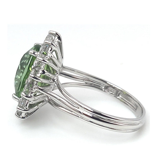 Pre-owned Tourmaline & Diamond Cluster Ring