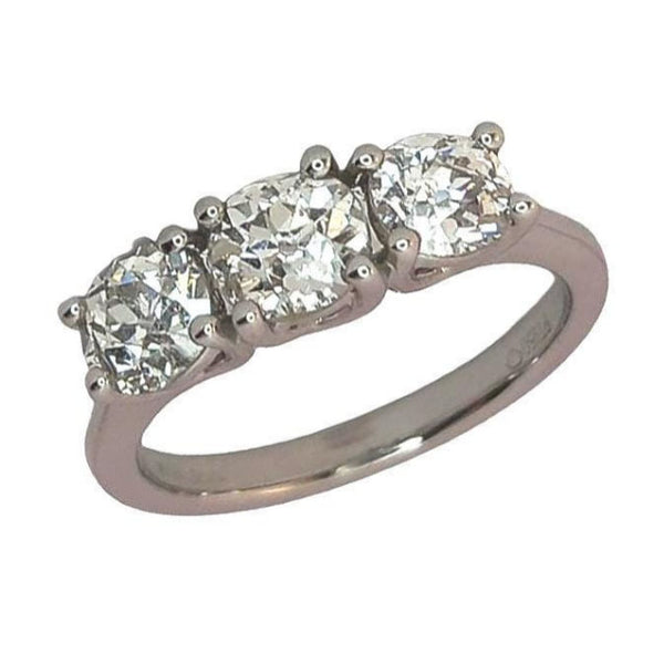 Pre-owned Platinum Old-Cut Diamond Trilogy Ring
