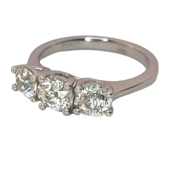 Pre-owned Platinum Old-Cut Diamond Trilogy Ring