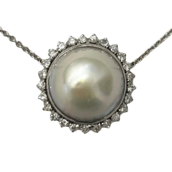 Pre-Owned Mabé Pearl & Diamond Pendant