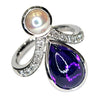 Pre-Owned 18ct Amethyst, Diamond & Pearl Ring