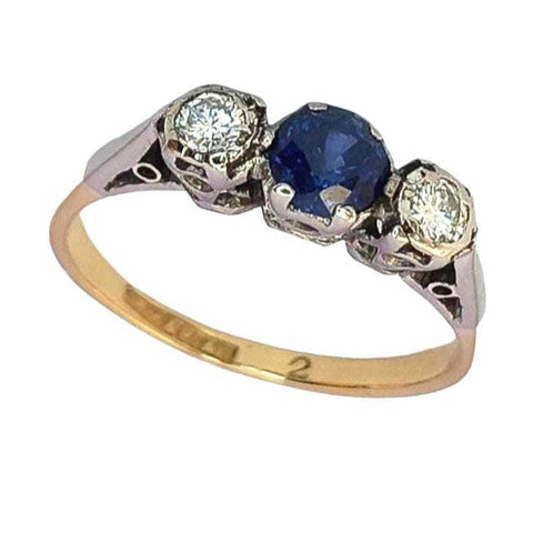 Vintage Sapphire & Diamond Trilogy Ring