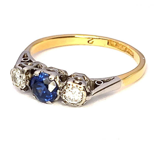 Vintage Sapphire & Diamond Trilogy Ring