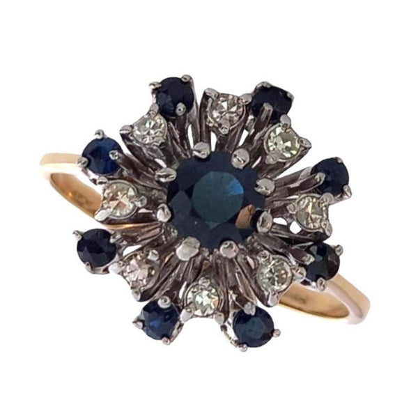 Vintage Sapphire & Diamond Cluster Ring