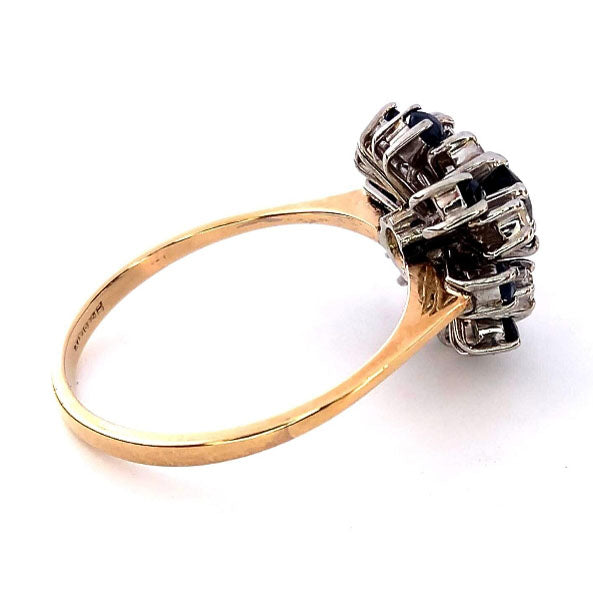 Vintage Sapphire & Diamond Cluster Ring
