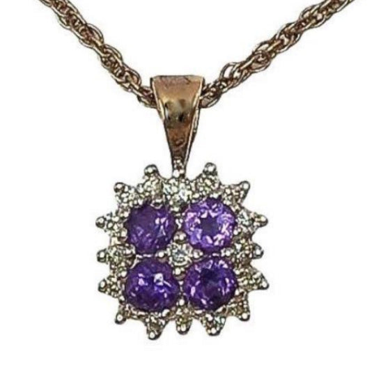 Pre-owned 9ct Gold Amethyst & Diamond Necklace