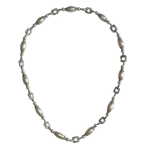 Pre-Owned 18ct Pearl & Diamond Necklace