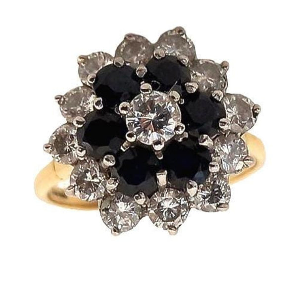 Vintage Sapphire & Diamond Cluster Ring