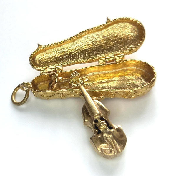 Vintage 9ct Gold Violin In Case Charm