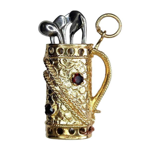 Vintage 9ct Gold Golf Clubs & Bag Charm
