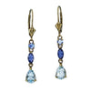 Vintage 9ct Gold Aquamarine, Tanzanite & Iolite Earrings