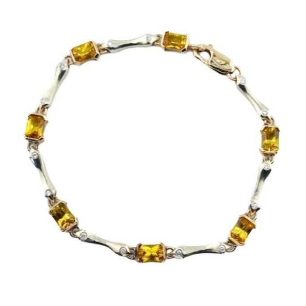 Pre-owned 9ct Gold Citrine & Diamond Bracelet