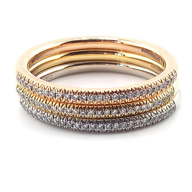 Pre-owned 18ct Gold Diamond Band Ring *Set of Three*