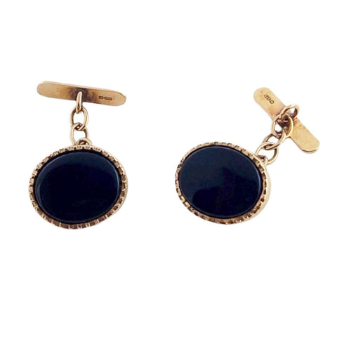 Vintage 9ct Gold Onyx Cuffflinks
