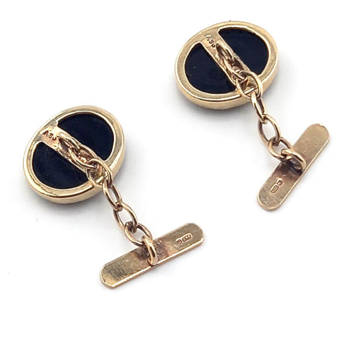 Vintage 9ct Gold Onyx Cuffflinks
