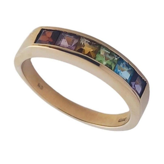 9ct Gold Multi-Stone Rainbow Ring