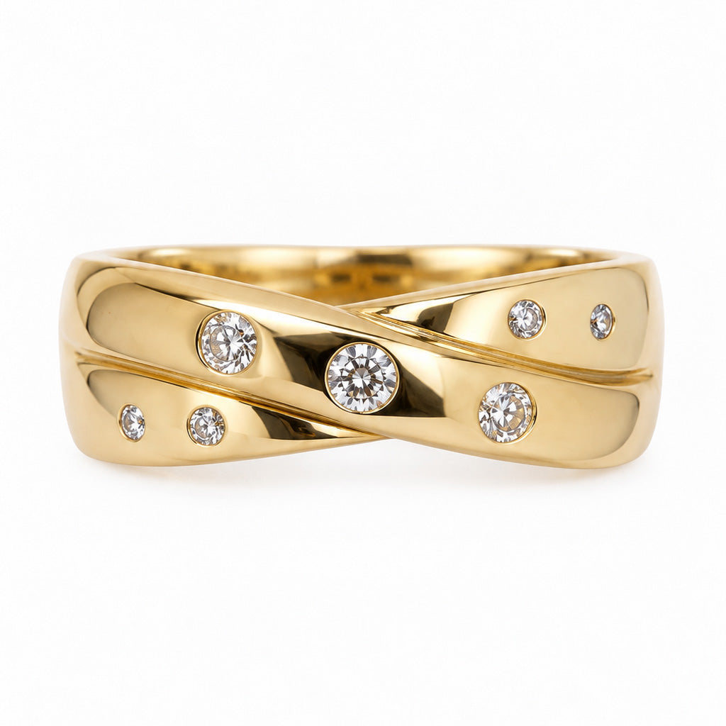 Pre-owned 18ct Gold Diamond Crossover Ring