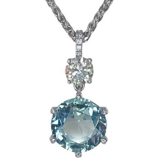 18ct White Gold Sapphire & Diamond Necklace