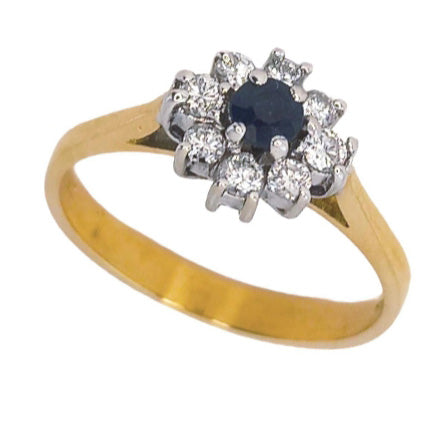 Pre-owned 18ct God Sapphire & Diamond Ring