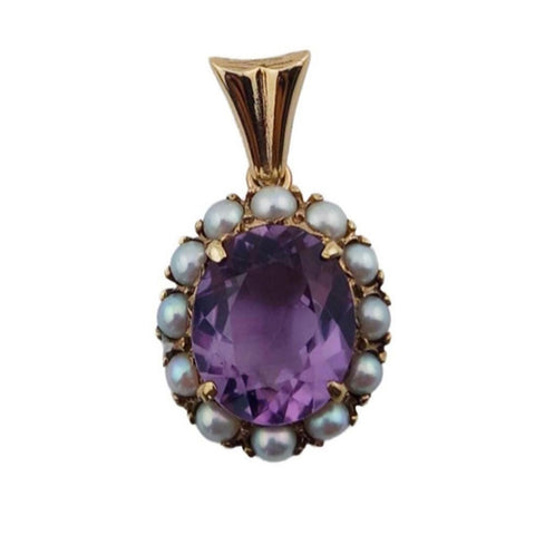 Vintage Amethyst & Pearl Pendant
