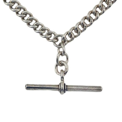 Vintage Silver 14.5 Inch Albert Chain with T-bar