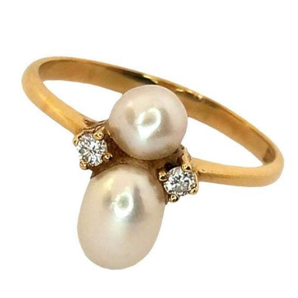 Pre-owned Freshwater Pearl & Diamond Ring