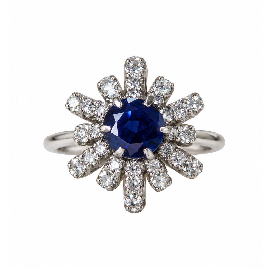 Vintage Sapphire & Diamond Cluster Ring