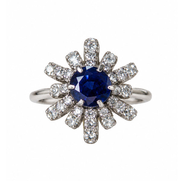 Vintage Sapphire & Diamond Cluster Ring