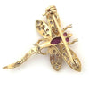 Vintage 18ct Gold Ruby & Diamond Dragonfly Brooch