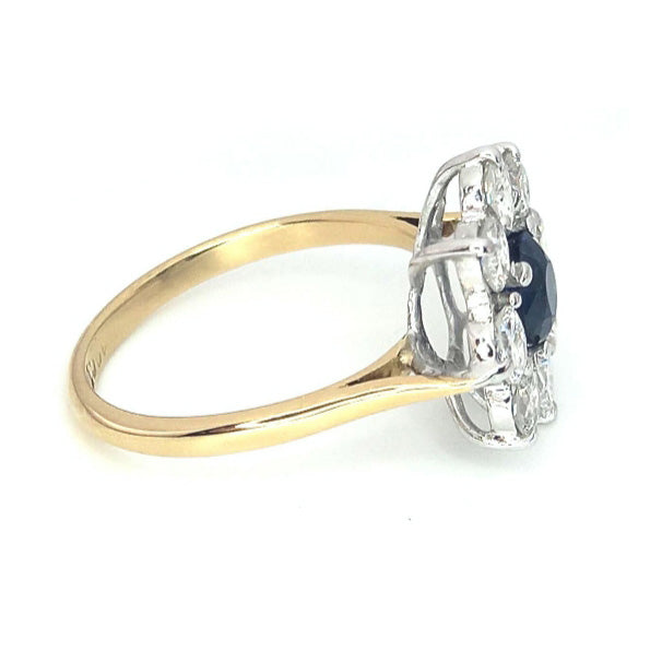 Vintage Sapphire & Diamond Cluster Ring