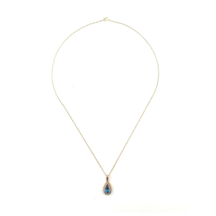 Pre-owned 9ct Gold Blue Topaz Necklace