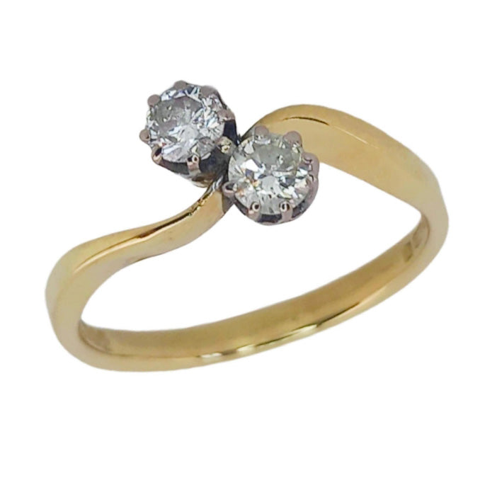 Vintage 18ct Gold Diamond Two-Stone Twist Ring