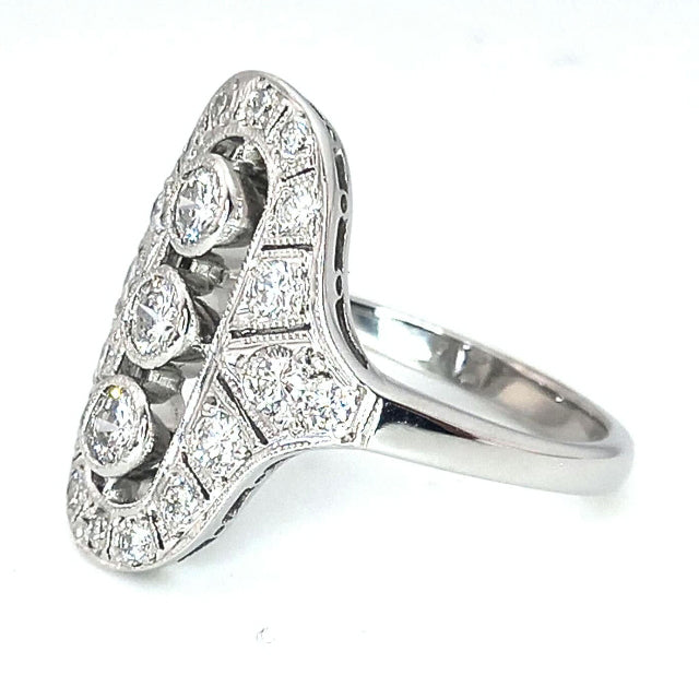 Vintage 18ct White-Gold Diamond Deco Ring